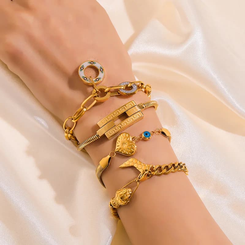 Gelang Rantai Mata Warna Emas Sederhana