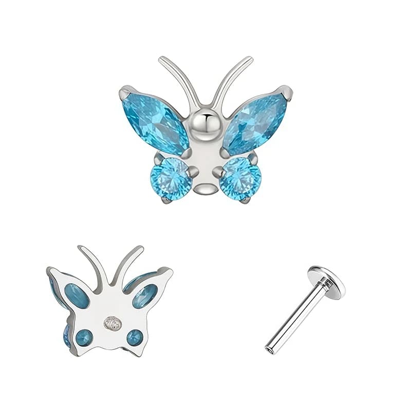 Piercing Badan Titanium Kupu-kupu Spiral Zirkon