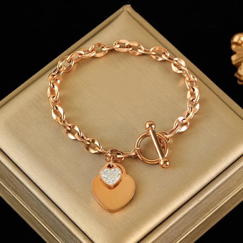 Set Kalung dan Gelang Hati Berganda, Perak