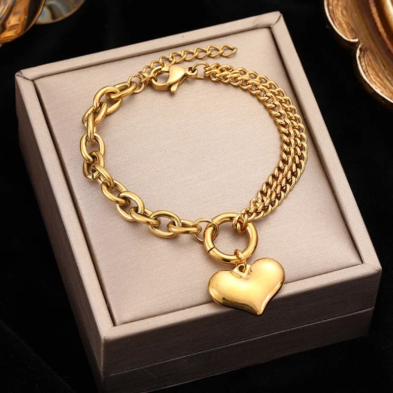 Gelang Bangle Berlapis Emas dengan Charm