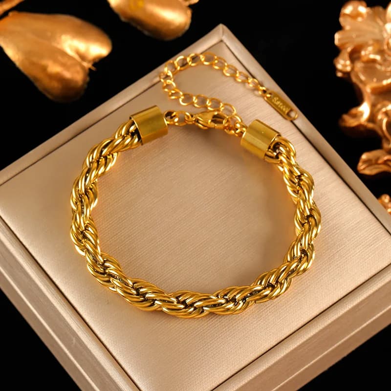Set Kalung dan Gelang Tangan Rantai Twist Tebal 8mm