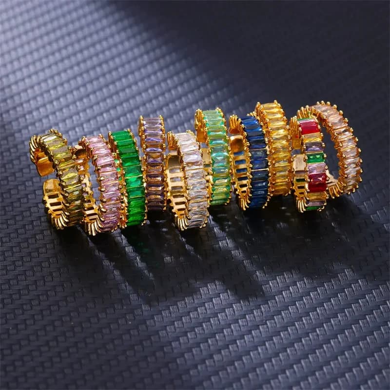Cincin Boleh Laras Kubik Zirkonia Keluli Tahan Karat 316L