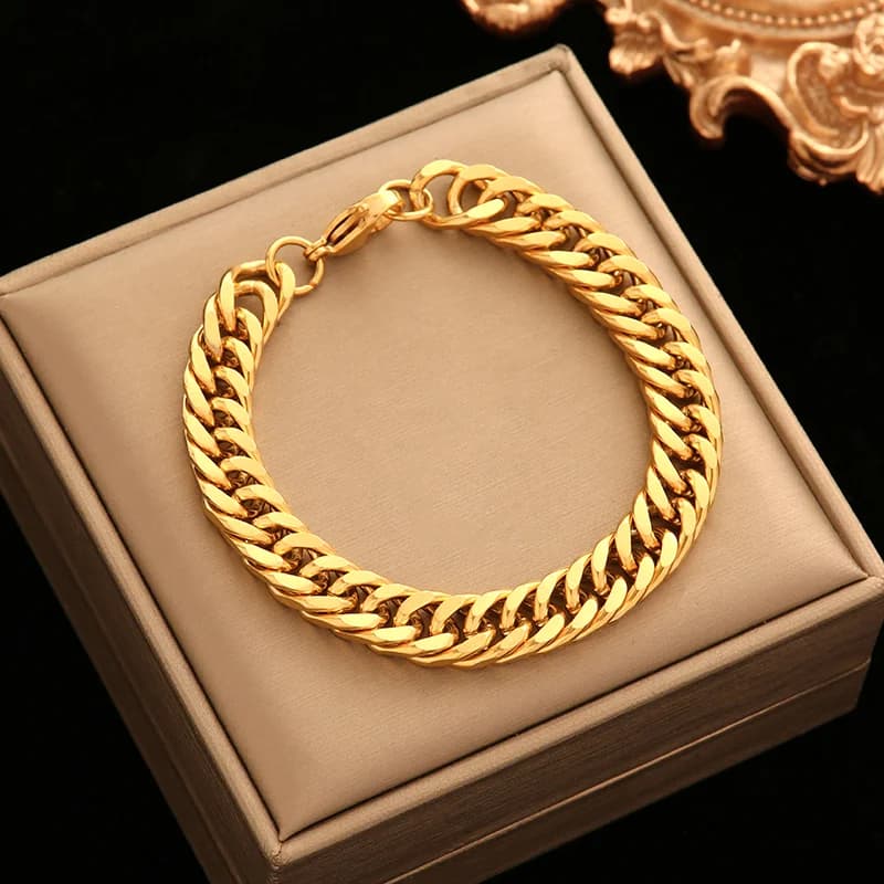 Gelang Rantai Link Cuba Emas