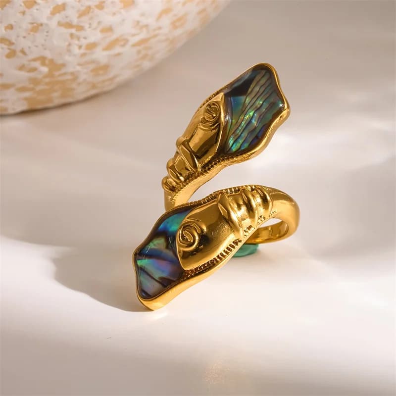 Cincin Terbuka Boleh Laras Bunga & Hati, Keluli Tahan Karat