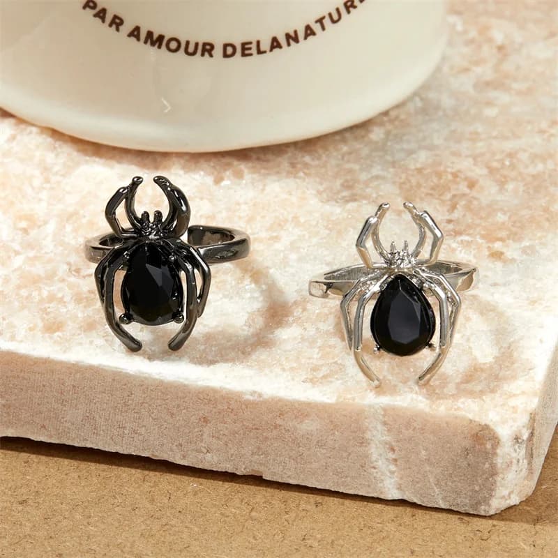 Cincin Terbuka Boleh Laras Kristal Zirkon Labah-labah