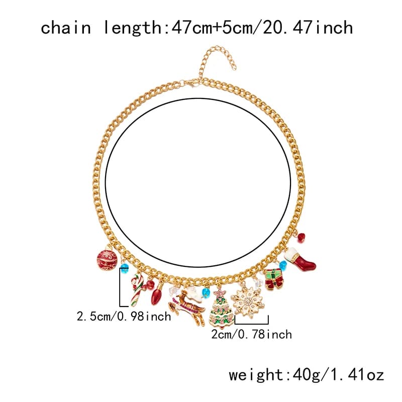 Kalung Loket Pokok Krismas, Serpihan Salji & Rusa