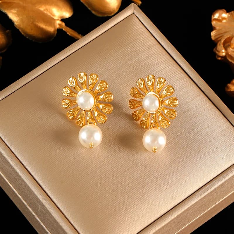 Anting-anting Daun Rantai Juntai Logam, Salutan PVD 18K
