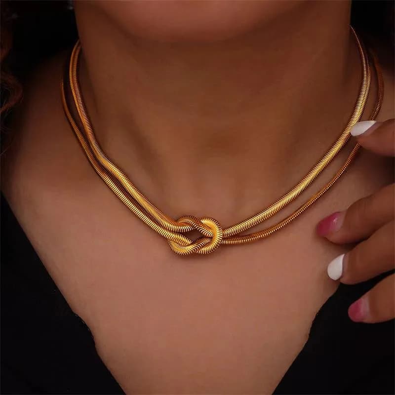 Rantai Leher Simpul, Disalut Emas 18K