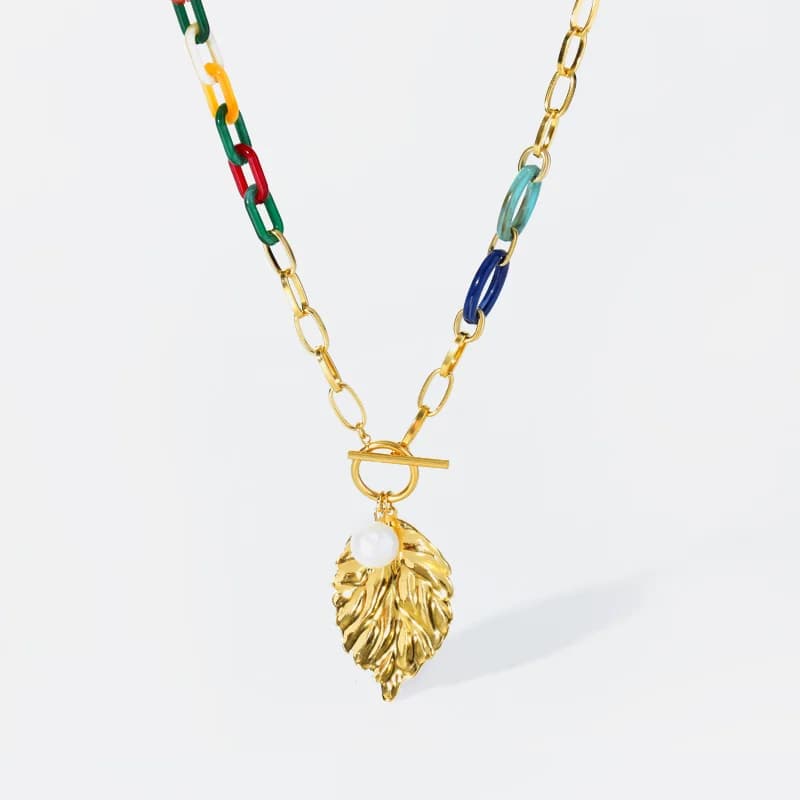 Kalung Loceng Daun Akrilik Besar