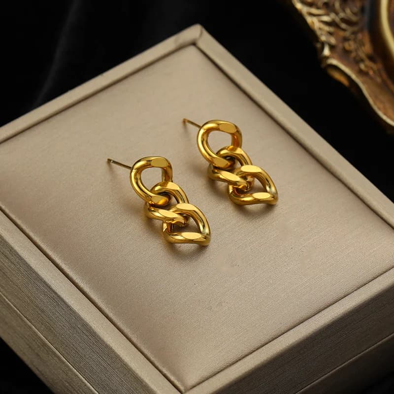 Anting-anting Hoop Tidak Sekata Emas Keluli Tahan Karat