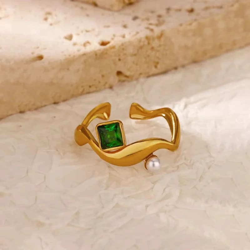 Cincin Boleh Laras Terbuka, Keluli Tahan Karat Disalut Emas 18K