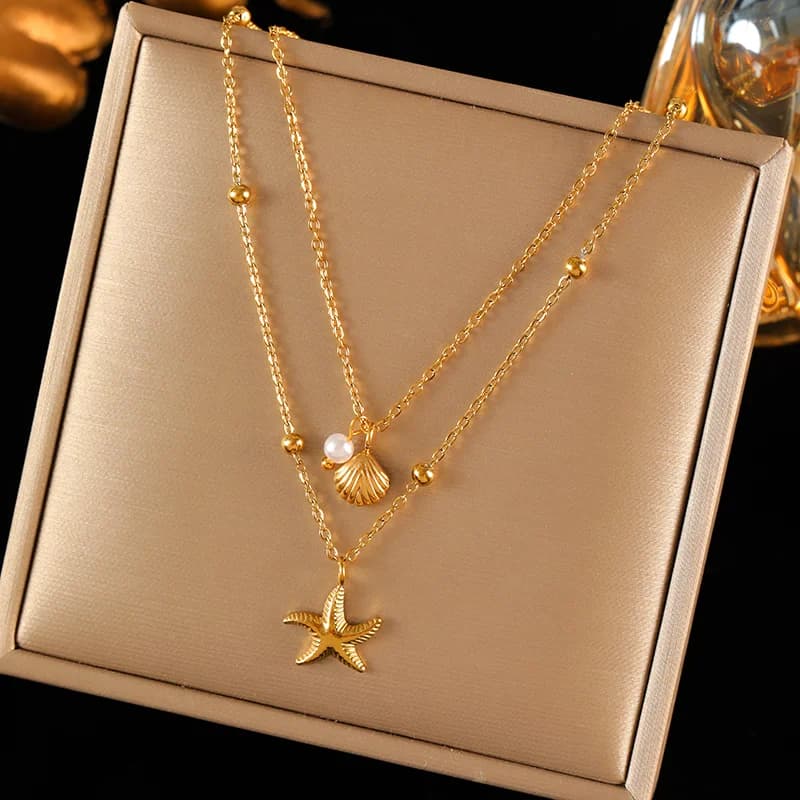 Kalung Loket Bulan Bintang Retro, Bersadur Emas