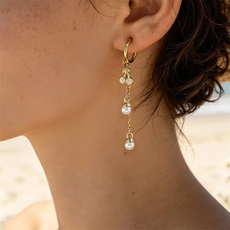 Anting-anting Stud Bulan Zirkon, Keluli Tahan Karat