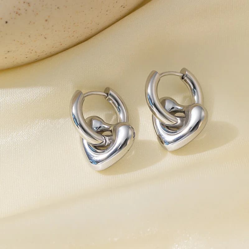 Anting-anting Gelang Bentuk Hati Warna Perak