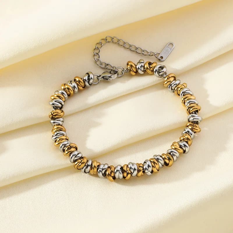 Gelang Bangle Rantai Berkilat Lebar, Warna Emas