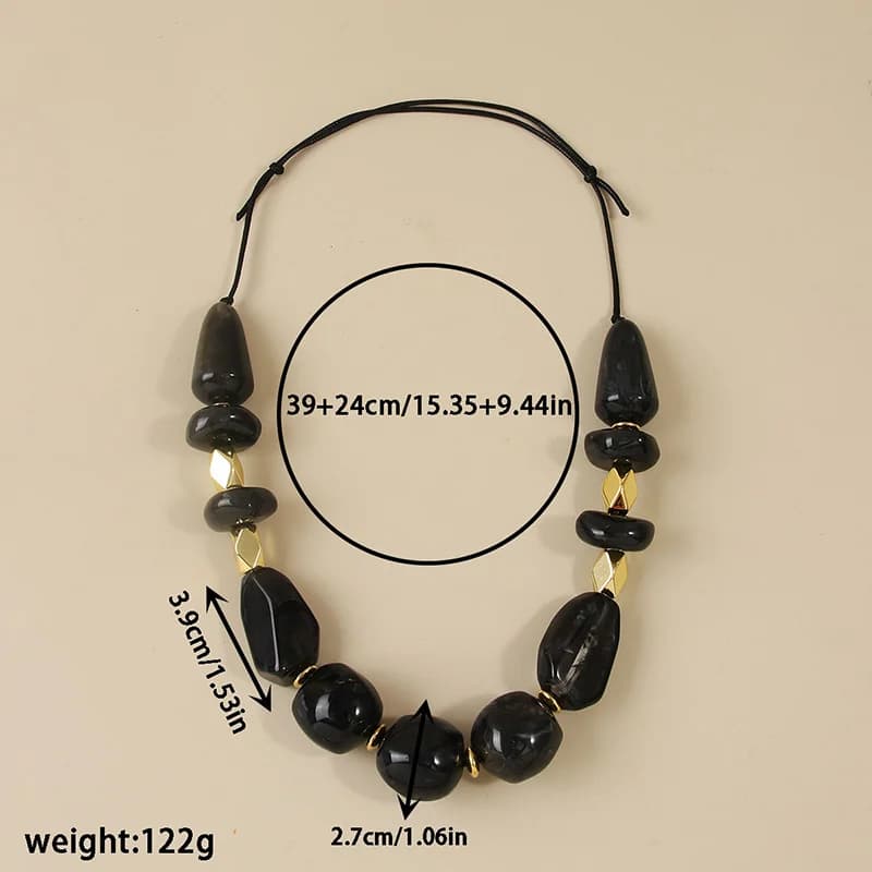 Kalung Choker Bohemian Resin Hitam