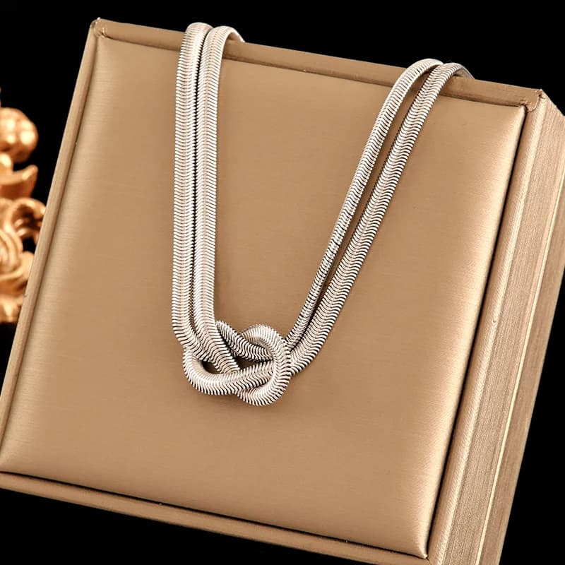 Kalung Choker Rantai Perak Keluli Tahan Karat