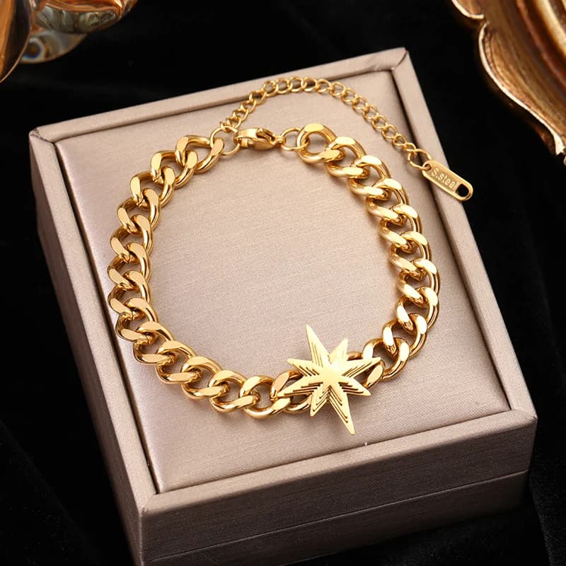 Gelang Rantai Mata Warna Emas Sederhana