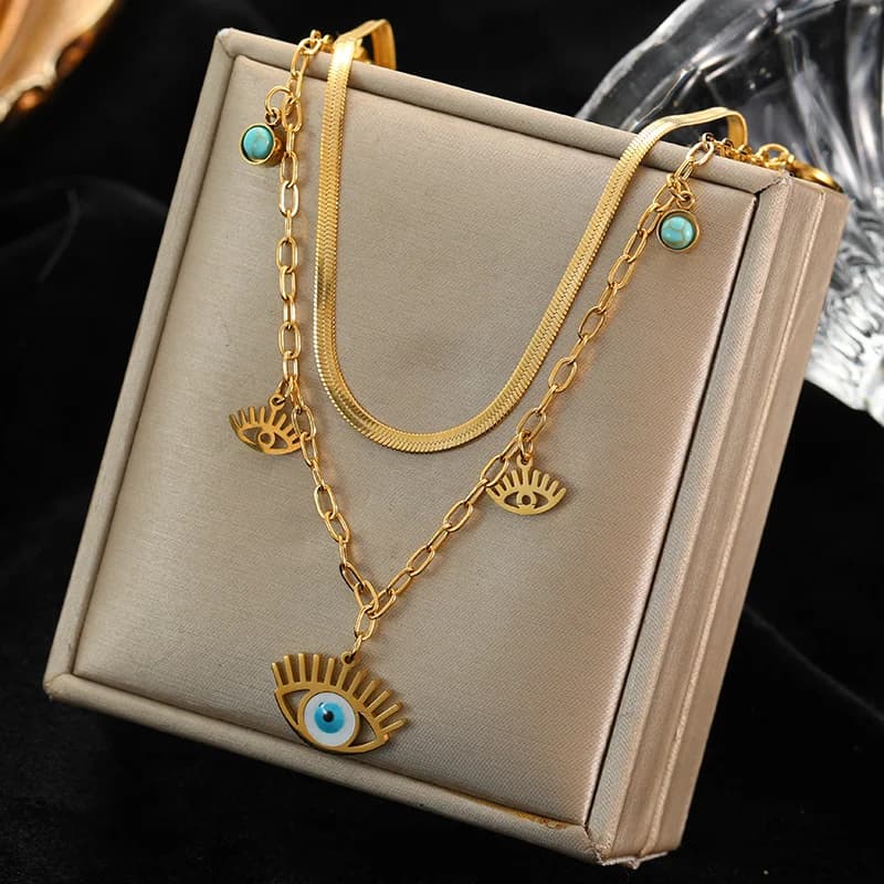 Kalung Loket Mata Biru Berlapis