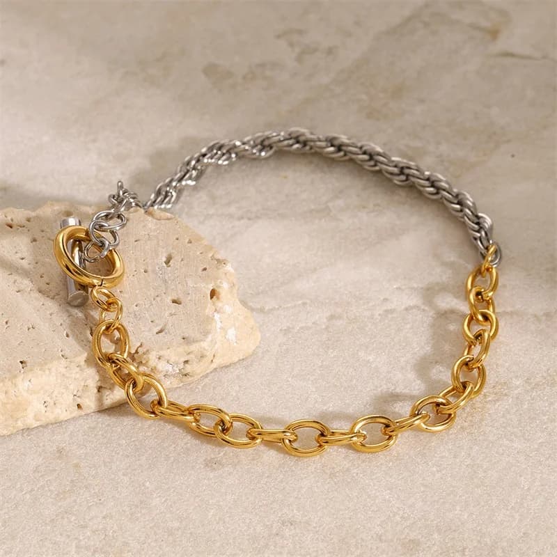 Set Kalung dan Gelang Rantai, Emas dan Perak