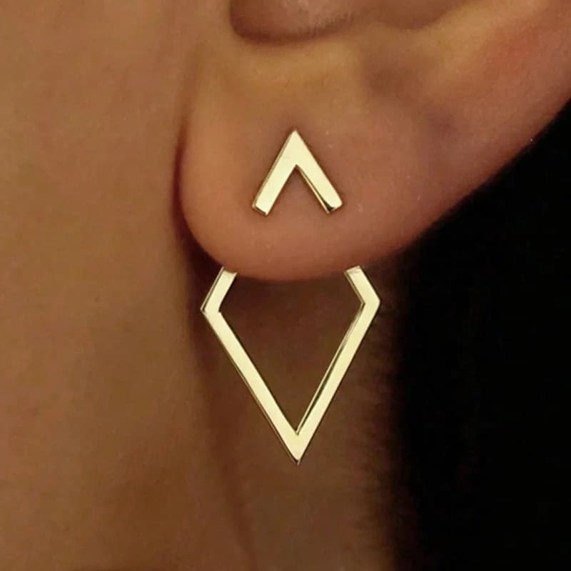 Anting-anting Stud Bentuk C, Keluli Tahan Karat Bersalut Emas