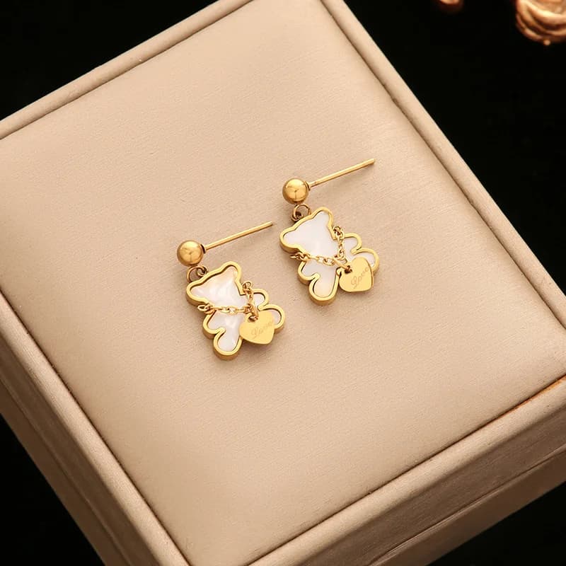 Anting-anting Gantung Kristal Zirkon Baja Tahan Karat
