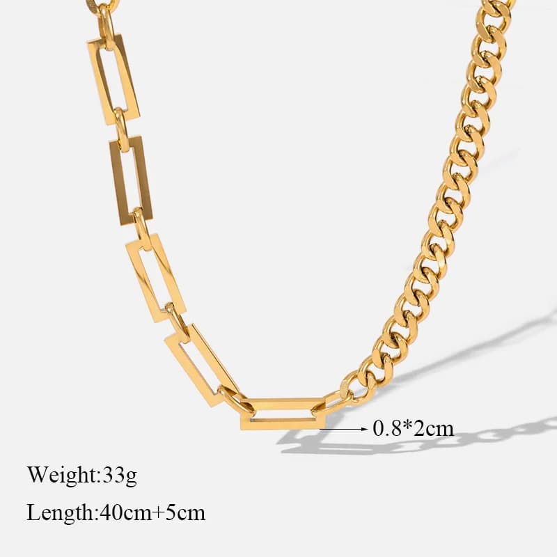 Kalung Rantai Besar Gaya Kolar, Warna Emas
