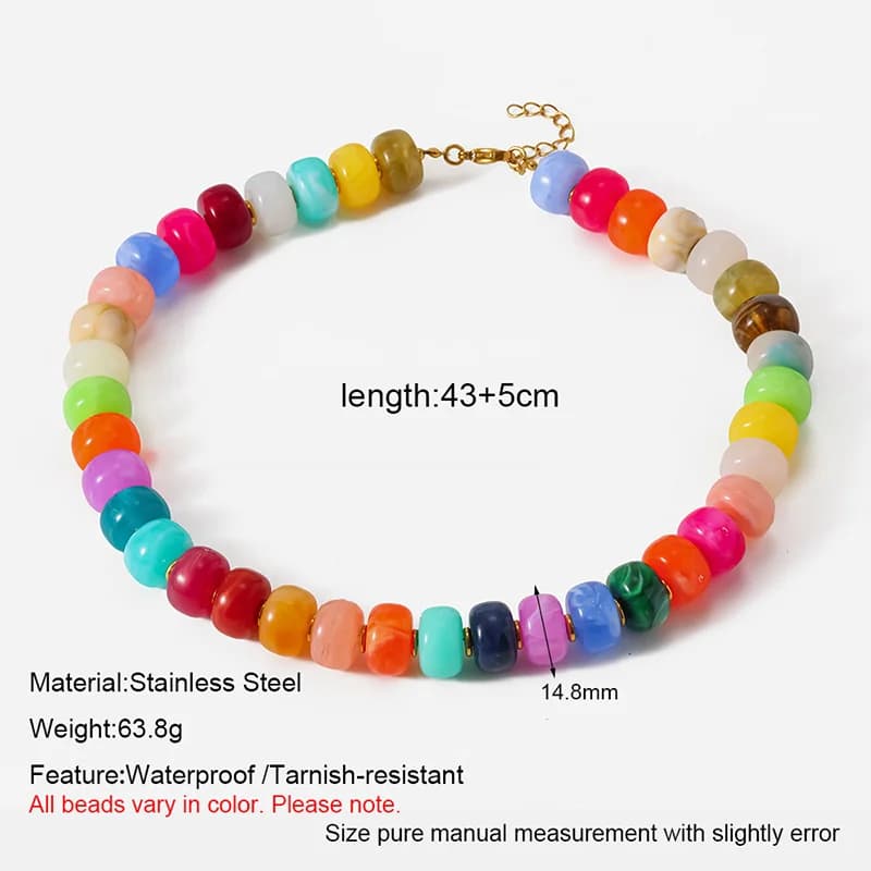 Rantai Leher Kolar Manik Resin Akrilik