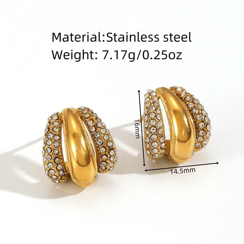 Anting-anting Stud Zirkon Berbentuk C Geometri