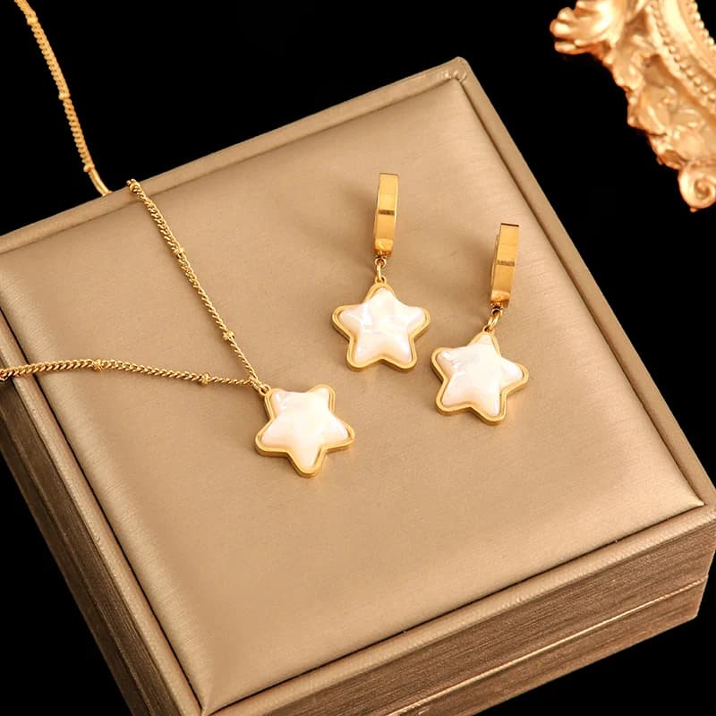 Set Kalung dan Anting-Anting Beruang Bunga Bintang